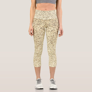 Gold light soft glitter sparkles capri leggings