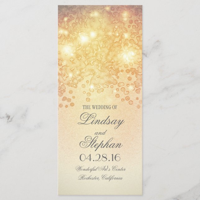 Gold Lights Glamour Vintage wedding programs Programme (Front)