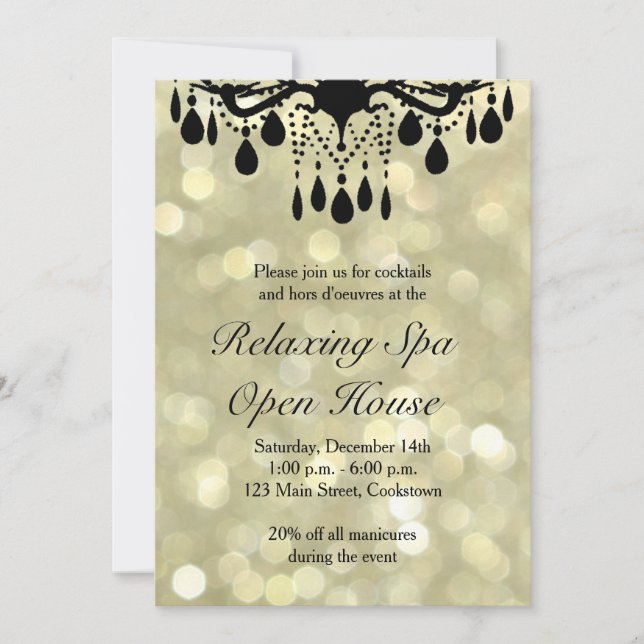Gold Lights Open House Invitation (Front)