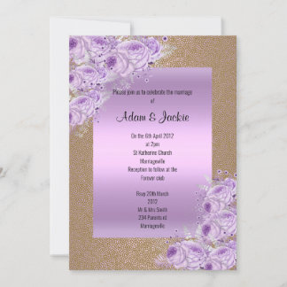 Gold Lilac Purple Elegant Wedding Engagement Invitation