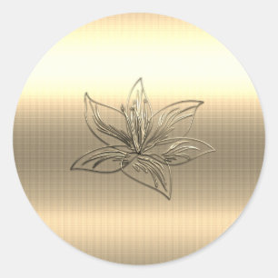 Gold Lily Floral Classic Round Sticker