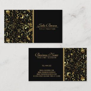 Gold Line And Damask Business Card