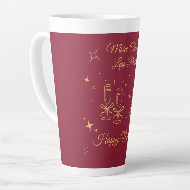 Gold Line Art New Year Design Latte Mug (Left Angle)