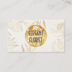 Gold Line Artwork Pattern Floral Pattern Business Card