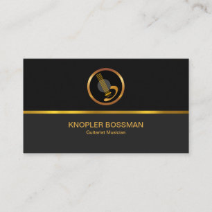 Gold Line Black Grey Columns Classy Gold Guitar Business Card
