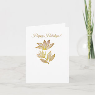 Gold Line Floral Holiday Card