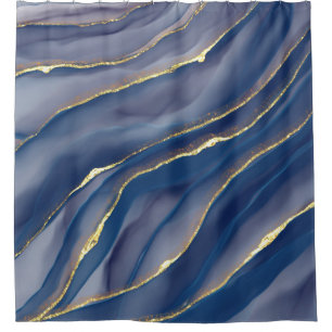 Gold Line: Luxury Abstract Inkscape Shower Curtain