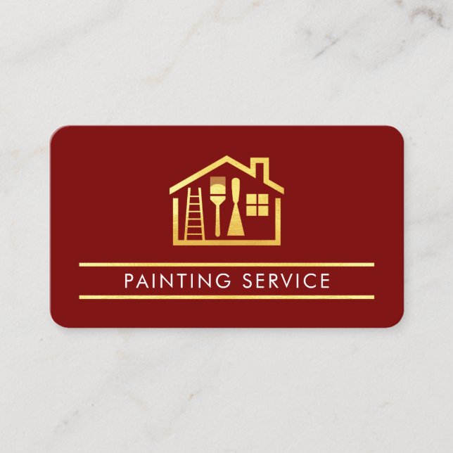 Gold Line Roller Brush Home Painter Business Card (Front)