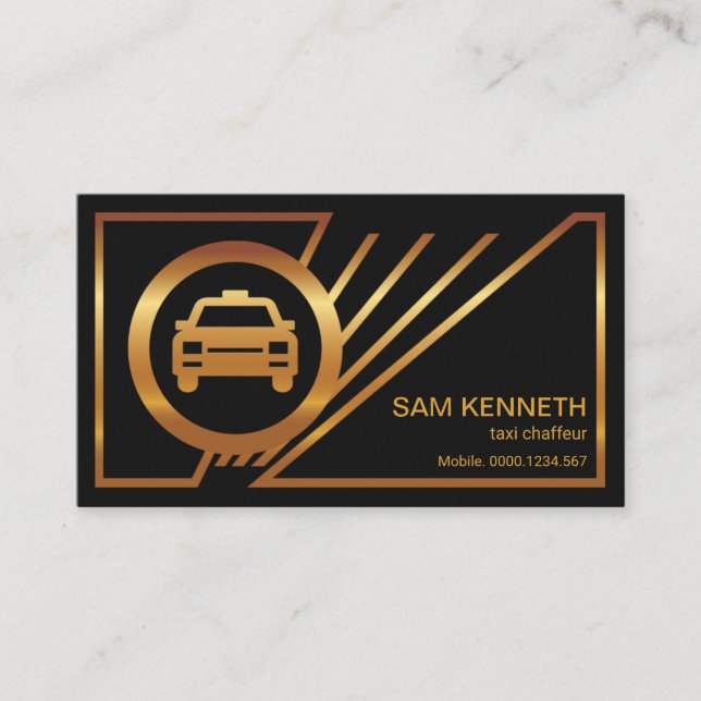 Gold Line Travel Routes Border Taxi Driver Business Card (Front)