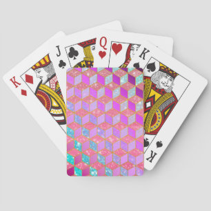 Gold Lined Diamond-Shaped Hexagon in Pastel V Playing Cards