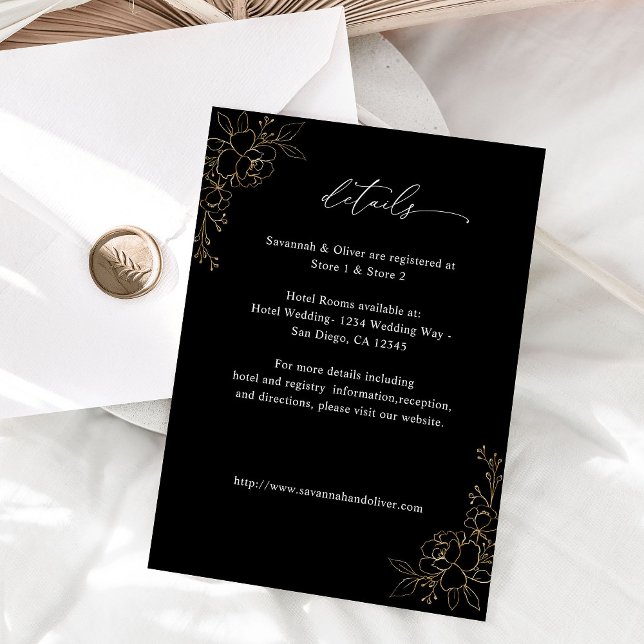 Gold Lined Floral Details - Black Enclosure Card (Creator Uploaded)
