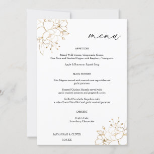 Gold Lined Floral Menu Invitation