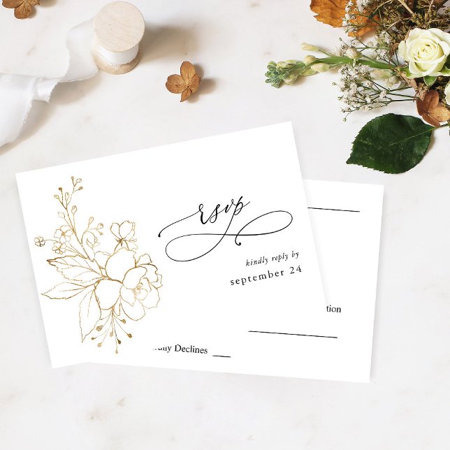 Gold Lined Floral on White w Meal RSVP 2 (Creator Uploaded)