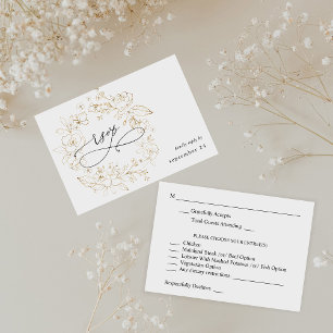 Gold Lined Floral on White w Meal RSVP 3