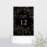 Gold Lined Floral Table Number - Black<br><div class="desc">Dress up your wedding or party tables with your Gold Lined Floral Black Table Number Card.  Great for Black & Gold weddings,  black weddings,  gold weddings,  summer weddings,  fall weddings,  and winter weddings.</div>