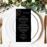 Gold Lined Floral Tall Menu - Black<br><div class="desc">Match your wedding or party invitations or theme with your Beautiful Gold Lined Floral on Black Tall Menus.</div>