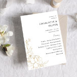 Gold Lined Floral Wedding Ceremony Program Invitation<br><div class="desc">Guide your guests with the order of your ceremony with beautiful Wedding Ceremony Gold Lined Floral Programs.</div>