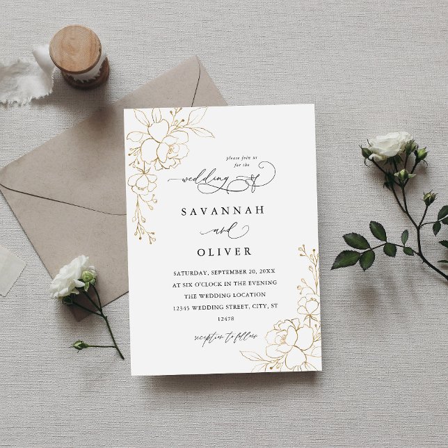 Gold Lined Floral White & Black Wedding (Creator Uploaded)