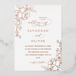 Gold Lined Floral White & Foil Wedding 