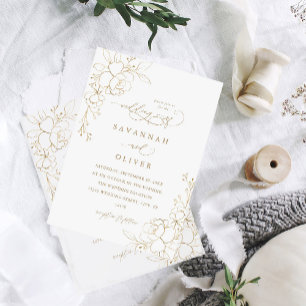 Gold Lined Floral White & Gold Wedding
