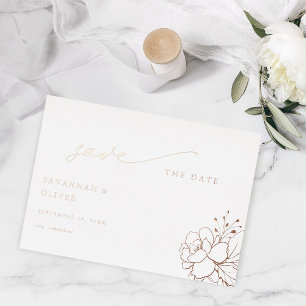 Gold Lined Floral White & Save the Date