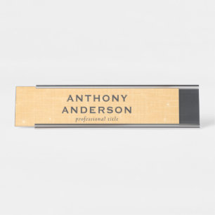 Gold Linen Texture with Subtle White Sparkle Desk Name Plate