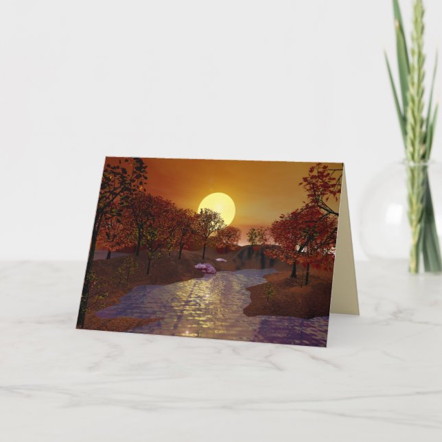 Gold Linger - Autumn Scene Holiday Card (Front)