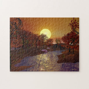 Gold Linger - Autumn Scene Jigsaw Puzzle