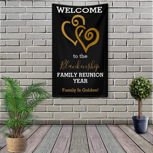 Gold Linked Hearts Family Reunion Template Banner (Creator Uploaded)