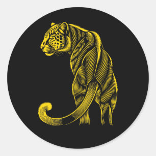 Gold Linr Art Leopard Cheetah Animal Classic Round Sticker