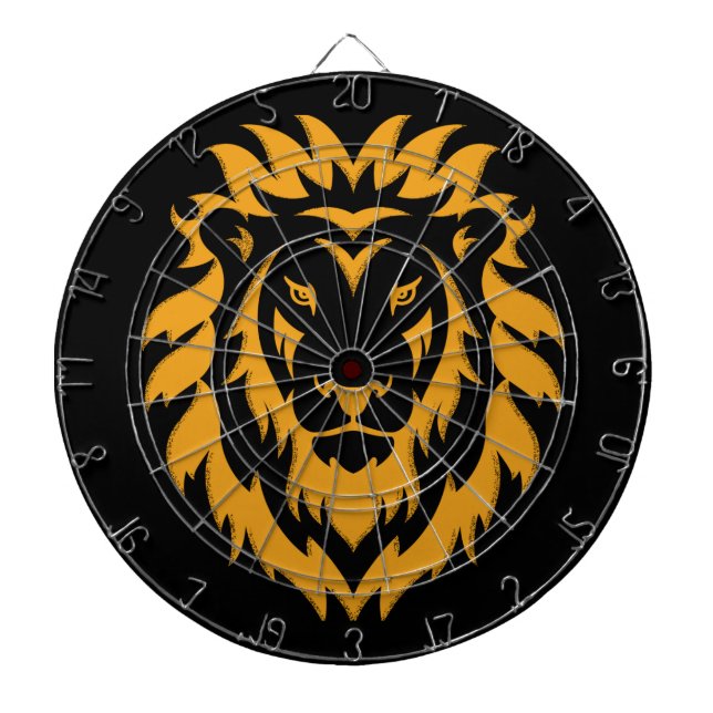 Gold Lion Big Graphic on Black Dartboard (Front)