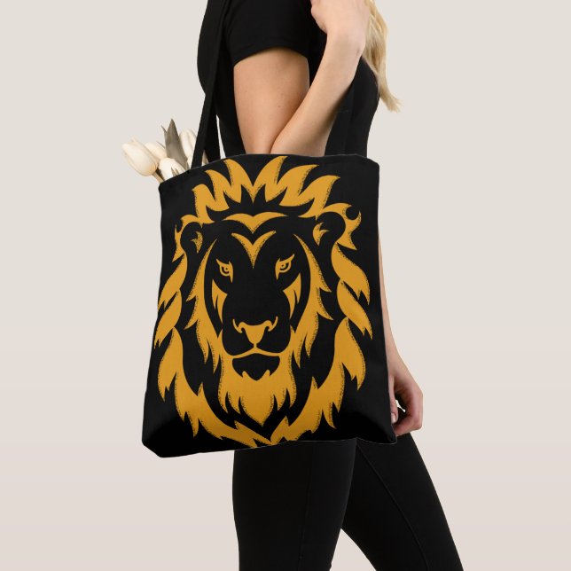 Gold Lion Big Graphic Tote Bag (Close Up)