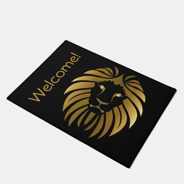 Gold Lion Customisable Doormat (Angled)