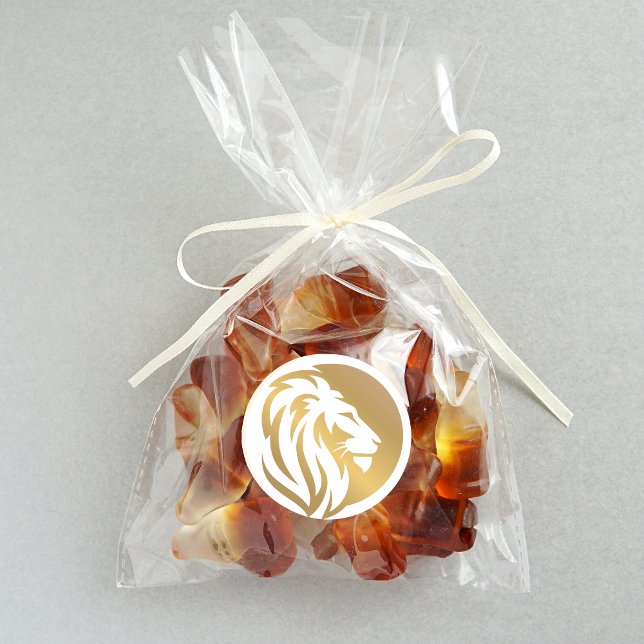 Gold Lion Logo Simple Classic Round Sticker (Creator Uploaded)