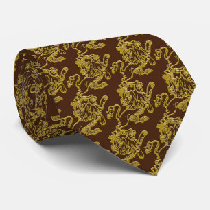 Gold Lion on Chocolate Brown Tie