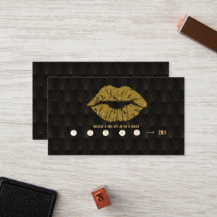 Gold Lips Art Deco Makeup Artist Salon Loyalty Card