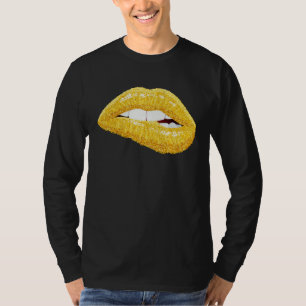 Gold Lips Biting Lipstick Makeup T-Shirt