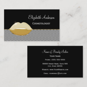 Gold Lips Cosmetologist Salon Business Card