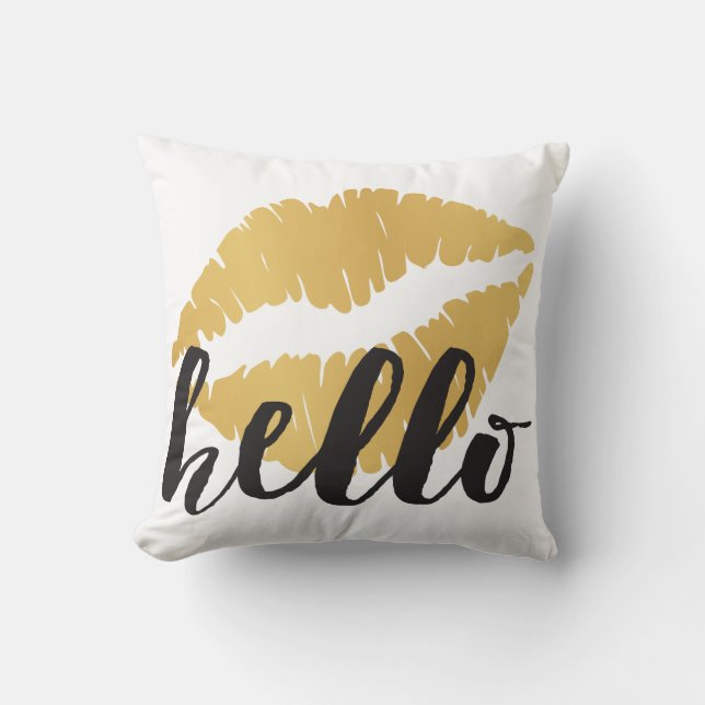 Gold Lips + Hello Cushion (Front)