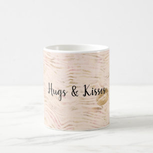 Gold Lips Kiss Pink Zebra Print Coffee Mug