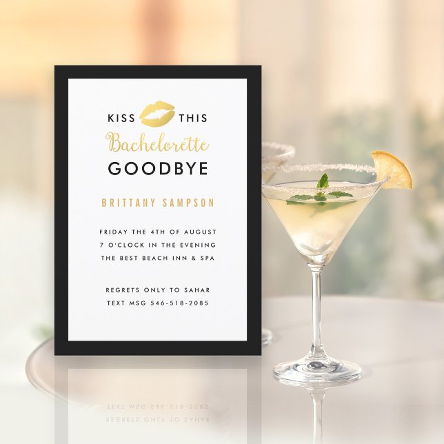 Gold Lips Kiss this Bachelorette Goodbye Invitation (Creator Uploaded)