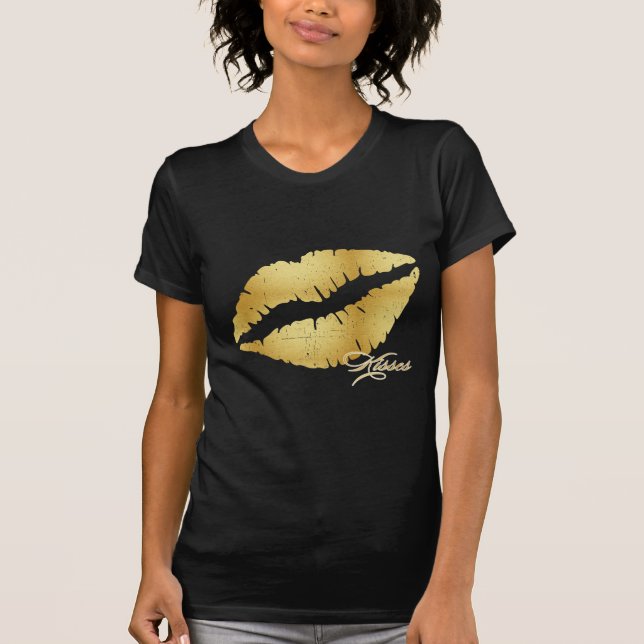 Gold Lips "Kisses" T-Shirt (Front)