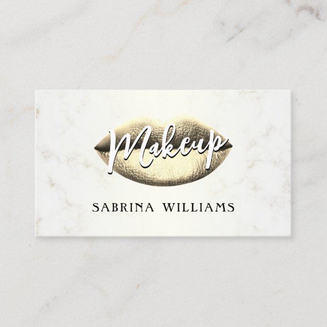 Gold lips makeup artist business card (Front)