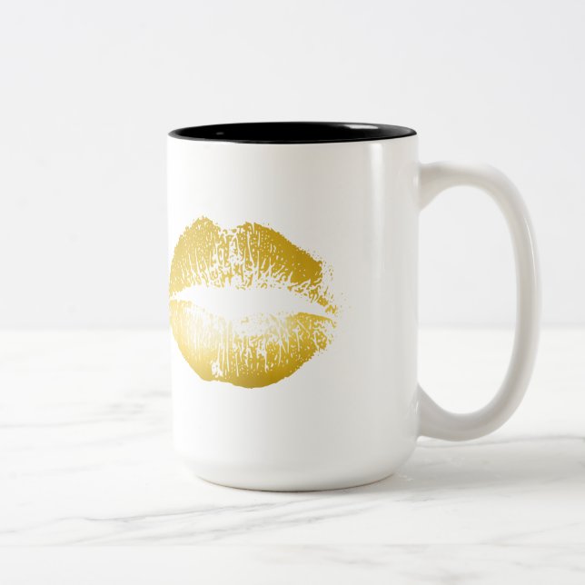 Gold Lips Two-Tone Coffee Mug (Right)
