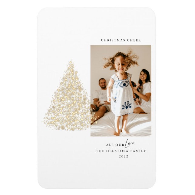Gold-Lit Christmas Tree Two Pictures 2022 Magnet (Vertical)