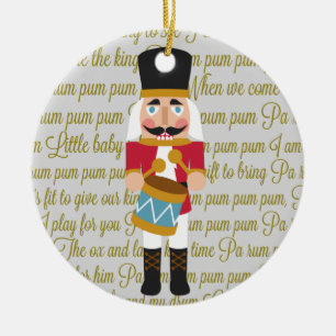 Gold Little Drummer Boy Nutcracker Christmas Ceramic Tree Decoration