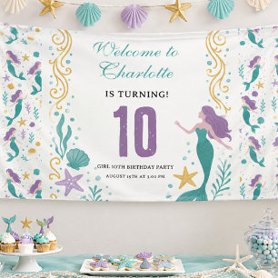 Gold Little Mermaid 10th Birthday Under the Sea Banner