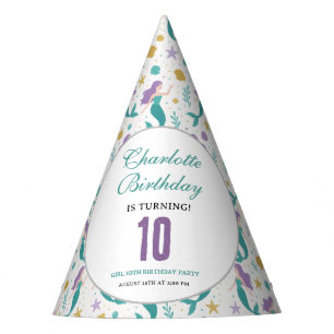 Gold Little Mermaid 10th Birthday   Under the Sea Party Hat