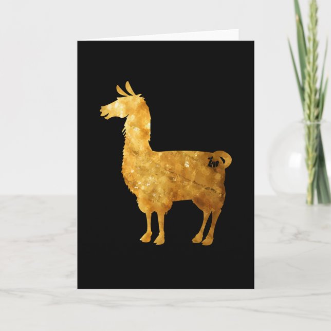 Gold Llama Greeting Card (Front)