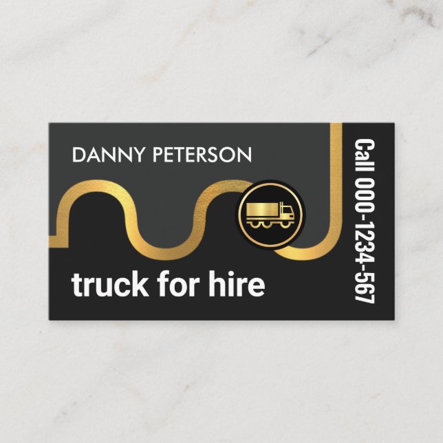Gold Logistics Road Map Trucker Business Card (Front)